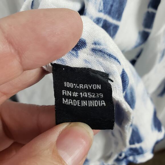 Style Envy Women's S/M Open Front Kaftan Swimsuit Cover Up Blue White Tie Dye - Picture 6 of 8